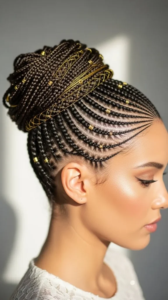 Braided Detail Bun Updo Braided Detail Bun Updo