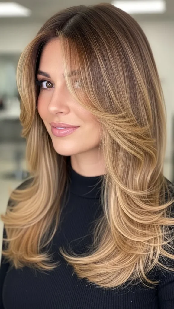 Caramel Balayage with Money Pieces Caramel Balayage with Money Pieces