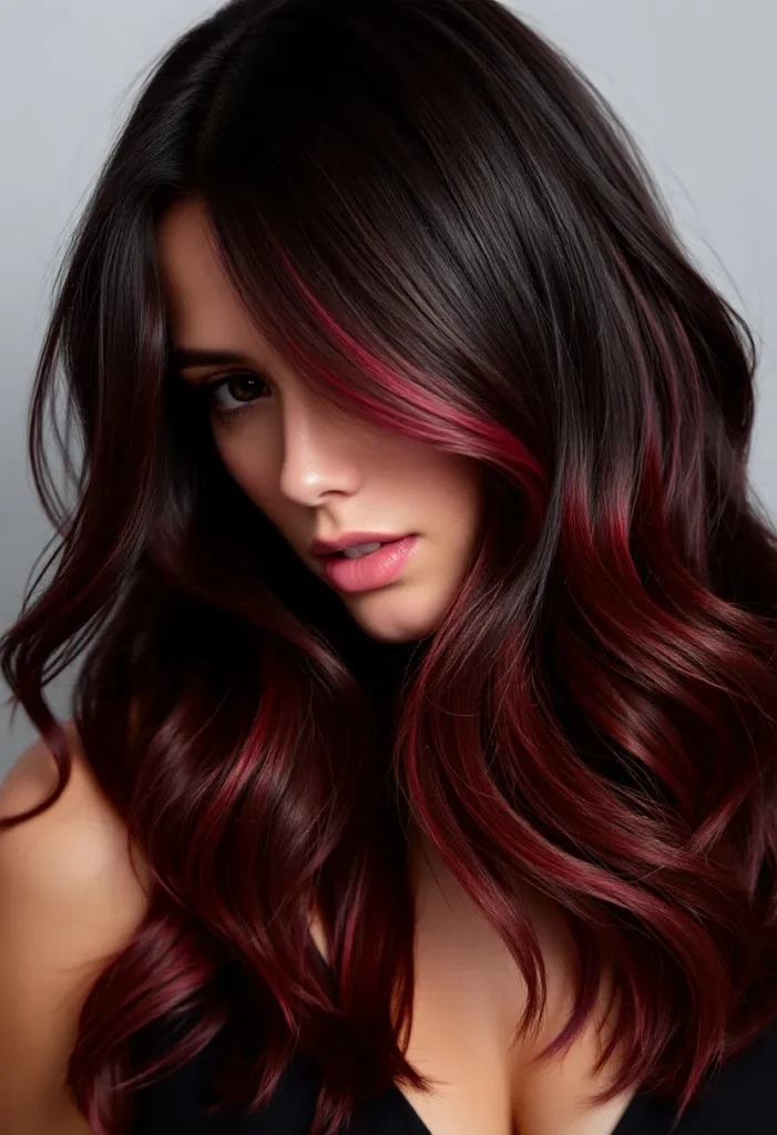 Cherry Red Highlights on Dark Brown Hair Cherry Red Highlights on Dark Brown Hair