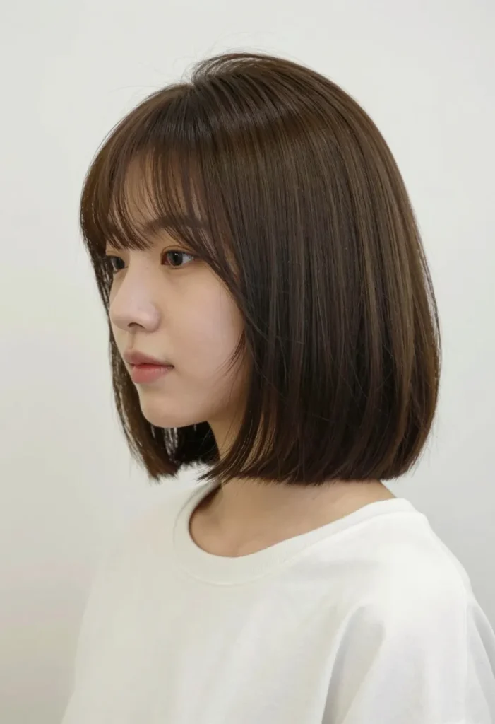 Chin-Length Bob with Arched Bangs Chin-Length Bob with Arched Bangs