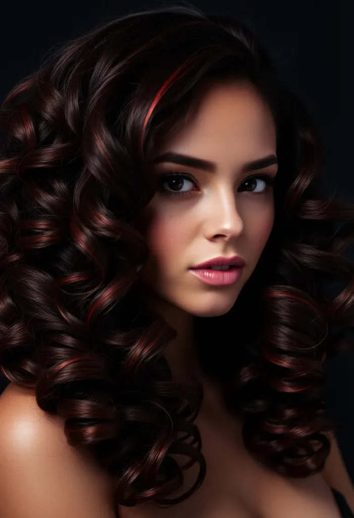 Chocolate Curls with Red Highlights Chocolate Curls with Red Highlights