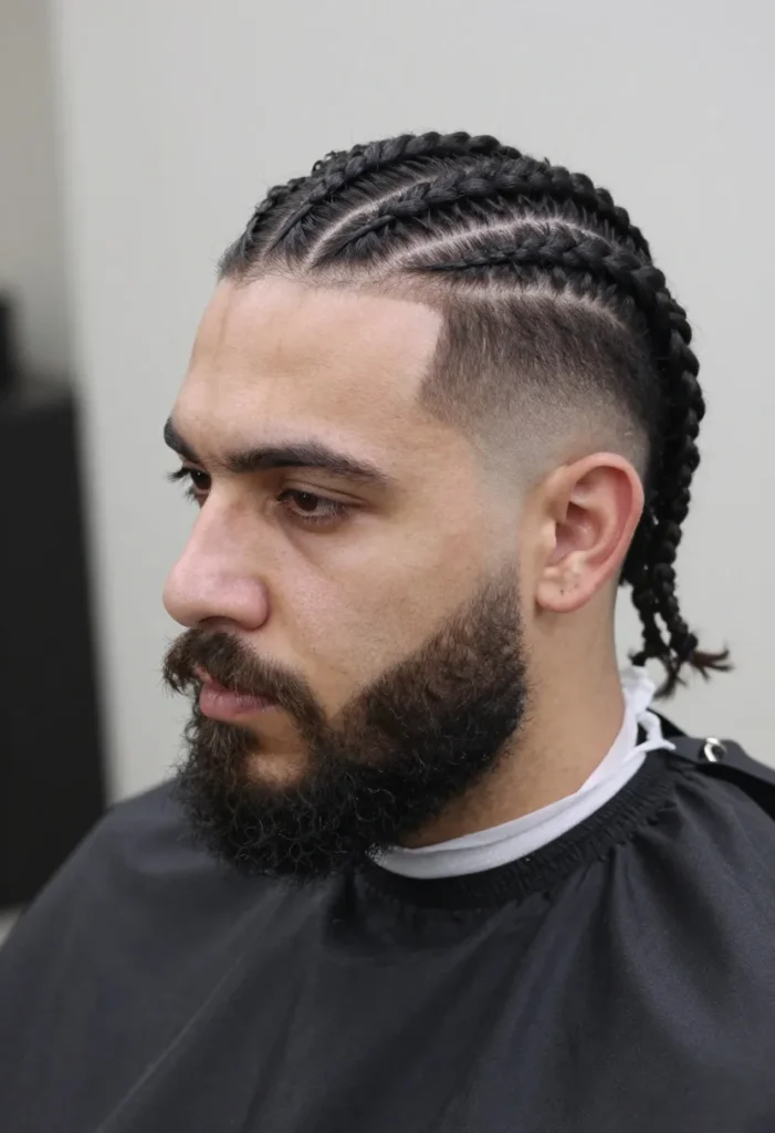Cornrows and Beard with Line-Up Cornrows and Beard with Line-Up