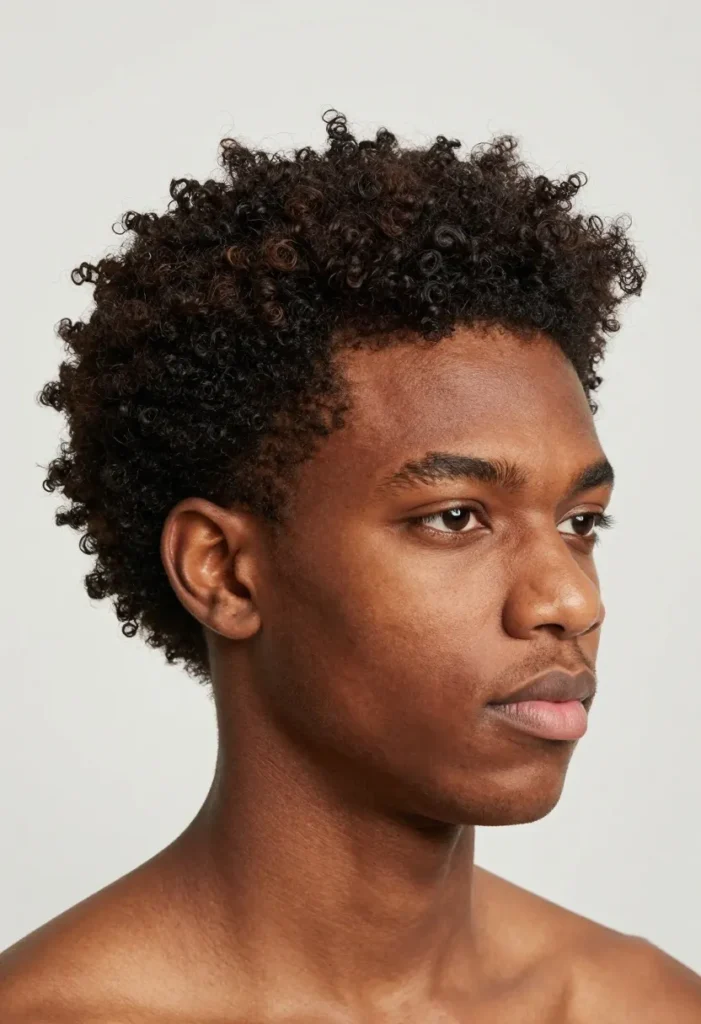 Curly Crop with Tapered Temples Curly Crop with Tapered Temples