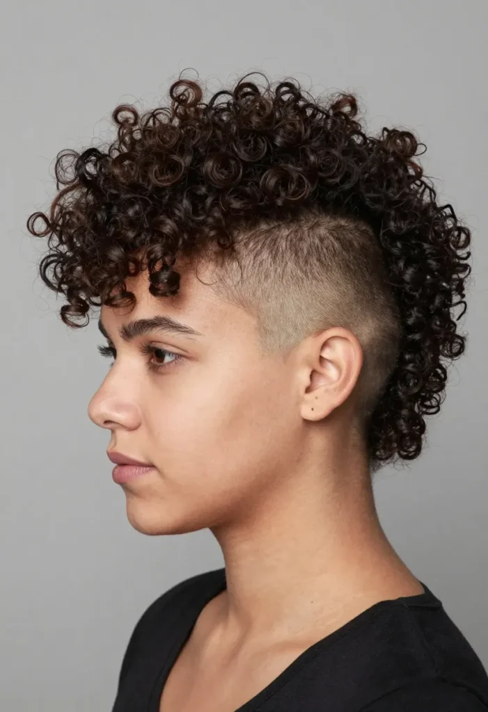 Curly Mohawk with Buzzed Sides Curly Mohawk with Buzzed Sides