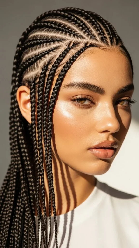 Dynamic Side-Swept Cornrows Dynamic Side-Swept Cornrows