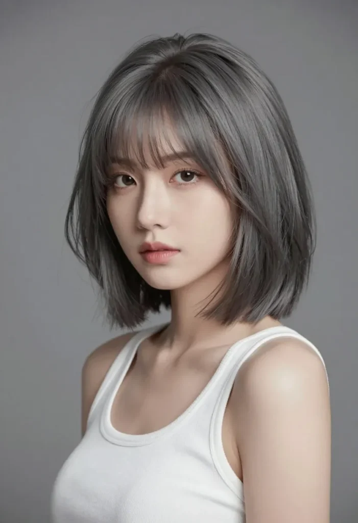 Gray Bob with Swoopy Layers Gray Bob with Swoopy Layers