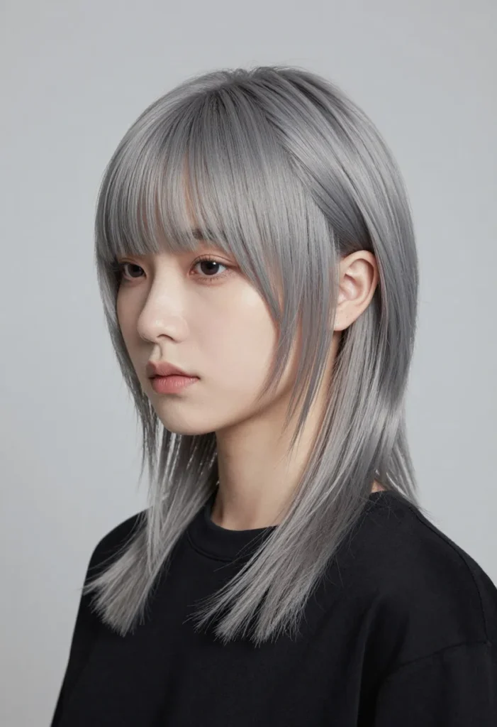 Gray with Long Sides Strands Gray with Long Sides Strands