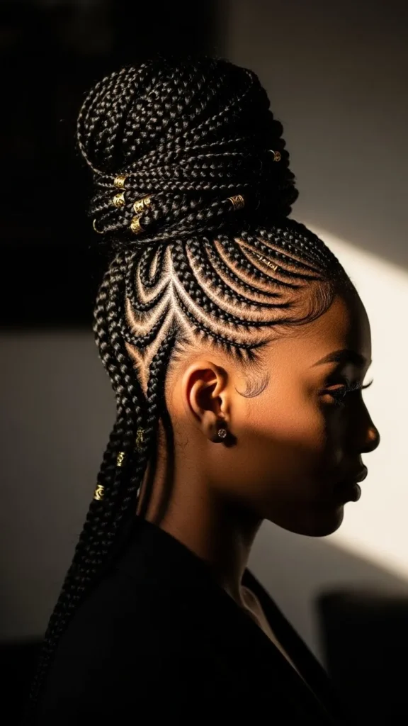 Large Bun with Ghana Braids Large Bun with Ghana Braids