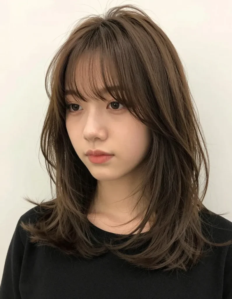 Lob with Long Curtain Bangs Lob with Long Curtain Bangs