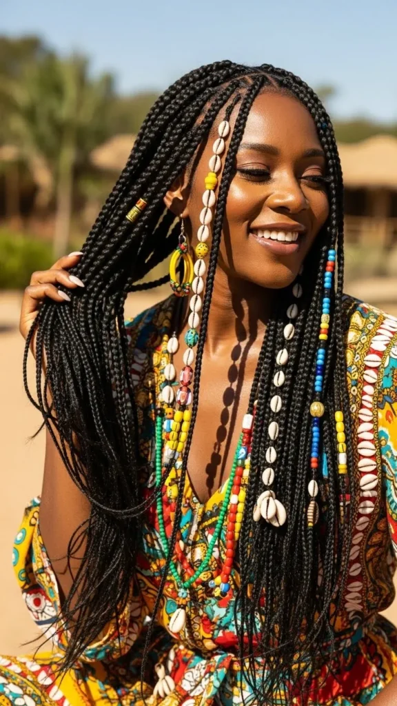 Long Beaded Ethnic Braids Long Beaded Ethnic Braids