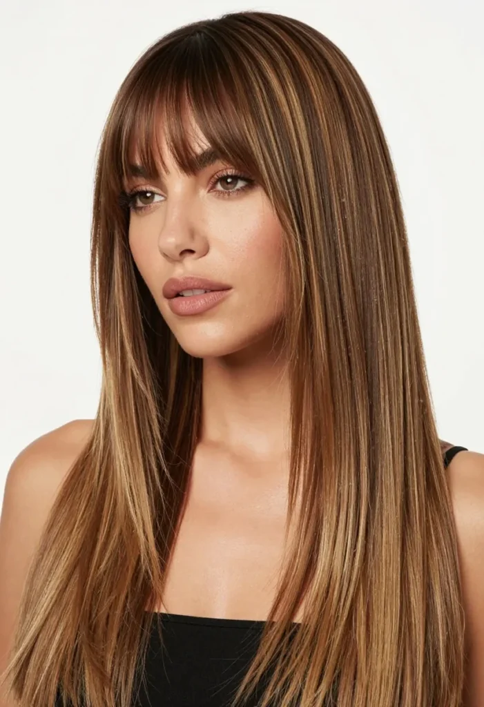 Long Highlighted Curtain Bangs Long Highlighted Curtain Bangs