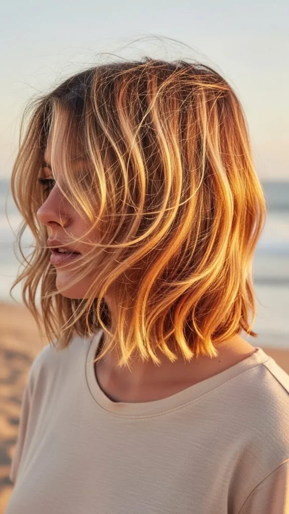 Long Sun-Kissed Choppy Bob Long Sun-Kissed Choppy Bob