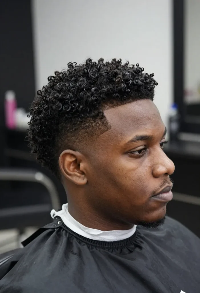 Low Taper with Defined Curls Low Taper with Defined Curls