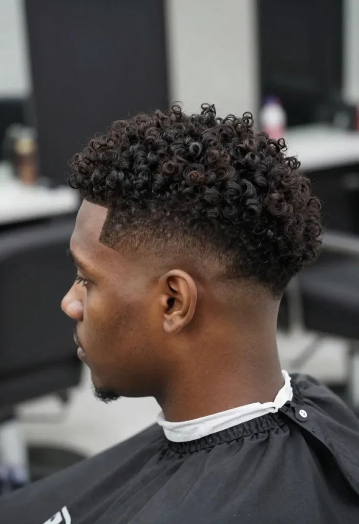 Low Taper with a Curly Top Low Taper with a Curly Top