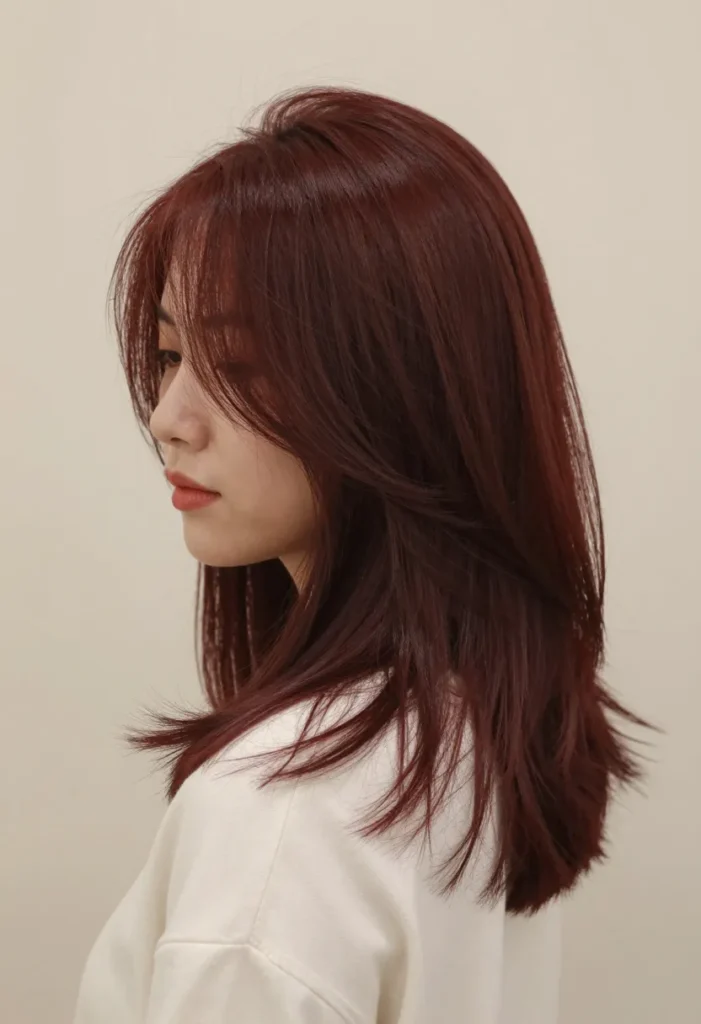 Medium-Length Dark Red Haircut Medium-Length Dark Red Haircut