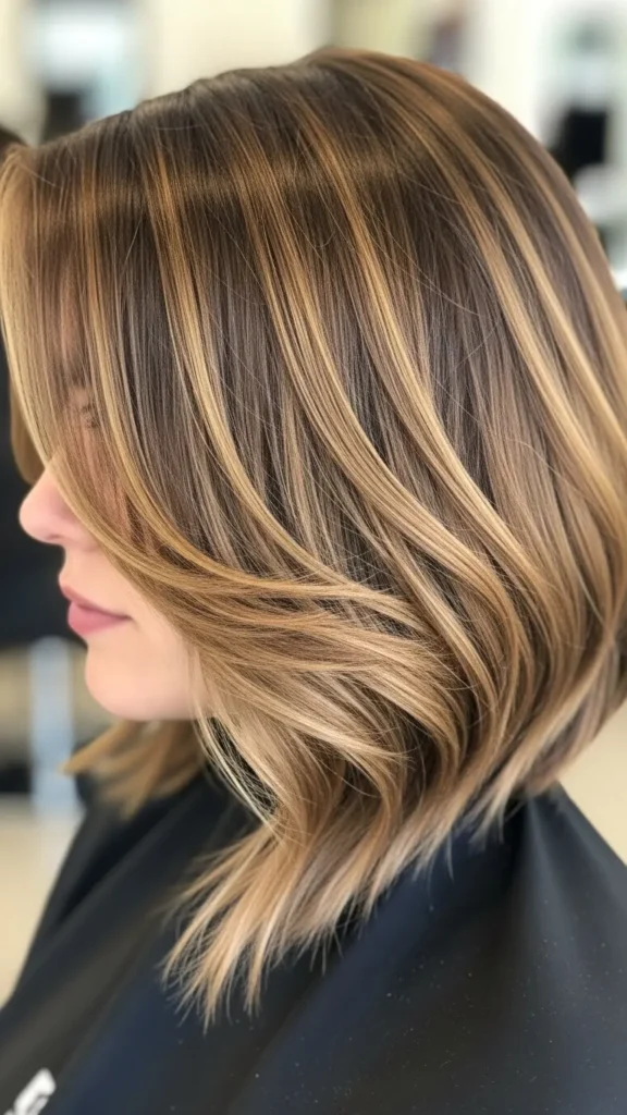 Point Cut Bob with Caramel Balayage Point Cut Bob with Caramel Balayage
