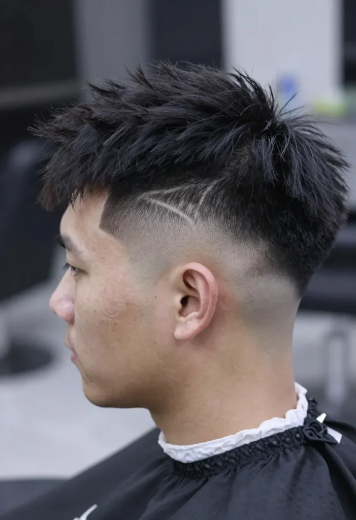 Shaved Side with a Carved Design Shaved Side with a Carved Design