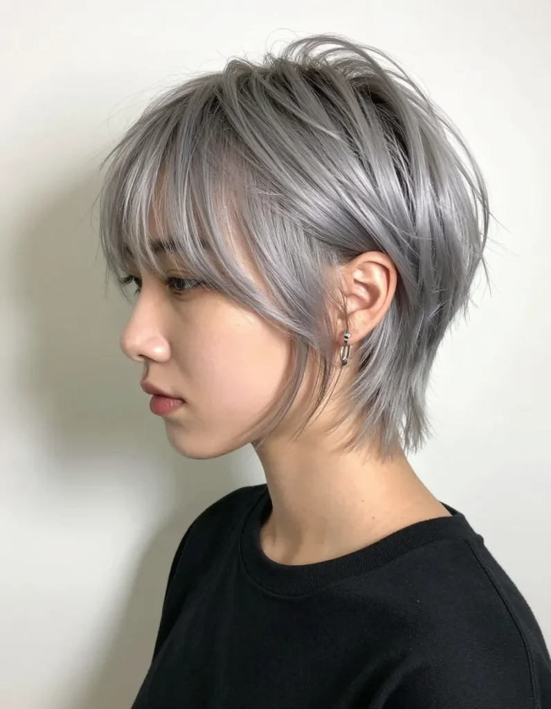 Short Silver Shag with Lowlights Short Silver Shag with Lowlights