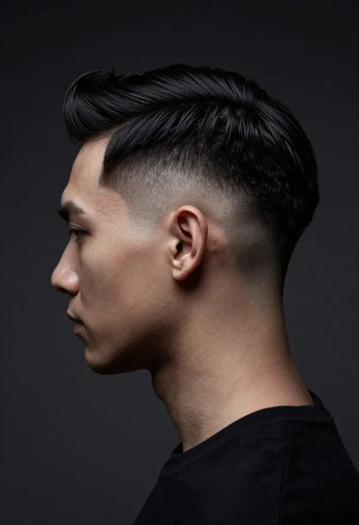 Side-Shaved Chin-Length Comb Over Side-Shaved Chin-Length Comb Over
