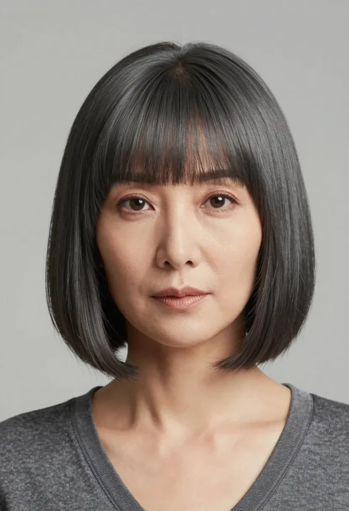 Side-Swept Bob in Charcoal Gray Side-Swept Bob in Charcoal Gray