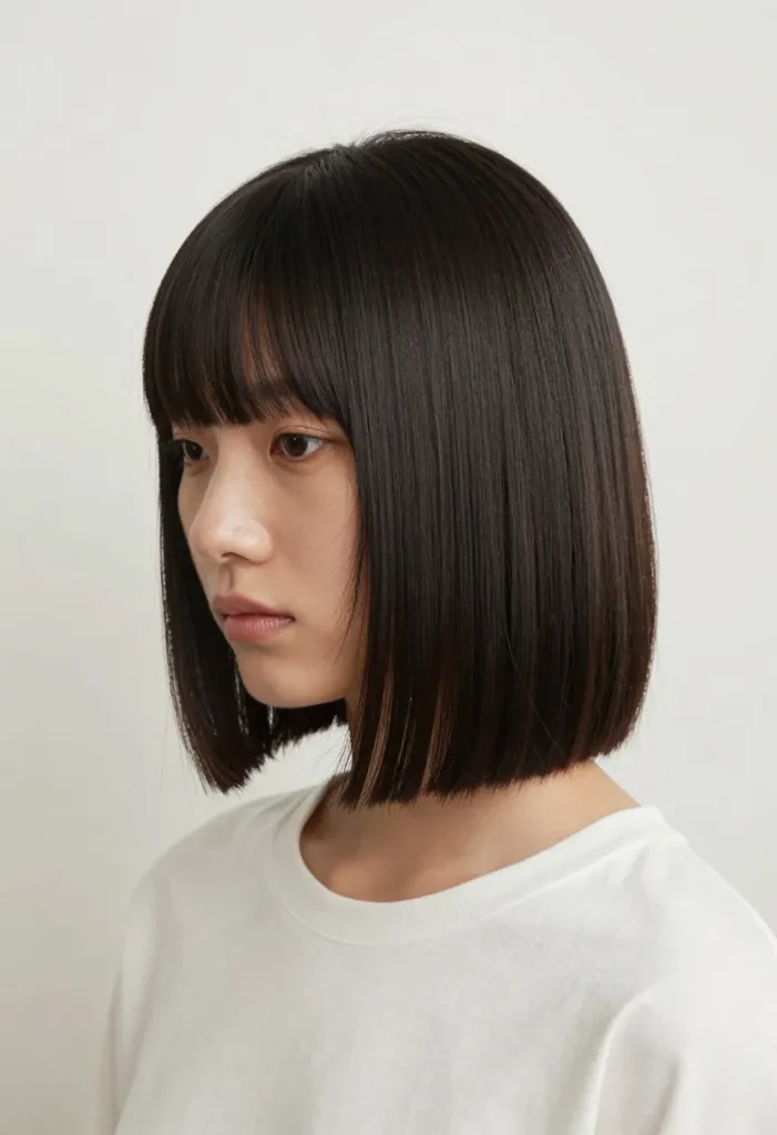 Sliced Bob with Baby Bangs Sliced Bob with Baby Bangs