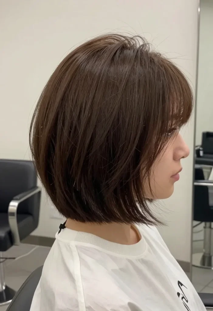 Stacked Side-Swept Bob with Razored Layers Stacked Side-Swept Bob with Razored Layers