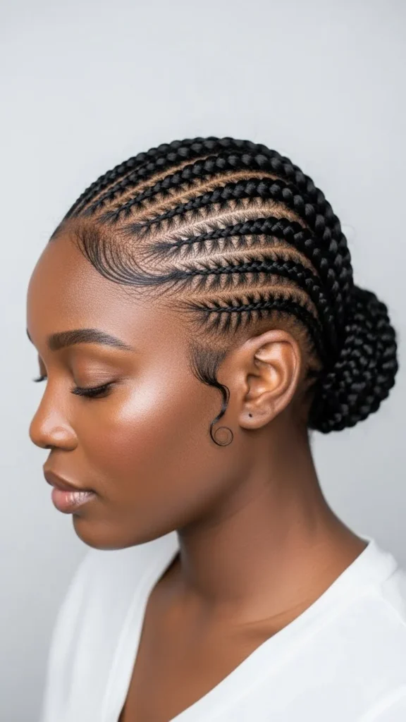 Stitch Braids into Low Bun Stitch Braids into Low Bun