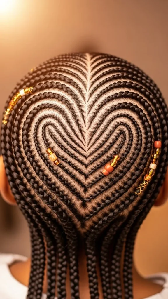 Stitch Cornrow Heart-Shaped Braids Stitch Cornrow Heart-Shaped Braids