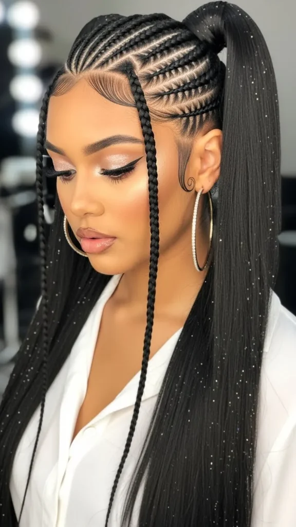Stitch Cornrows in Pigtails Stitch Cornrows in Pigtails