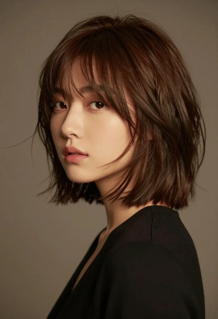 Textured Cut with Swoopy Bangs Textured Cut with Swoopy Bangs