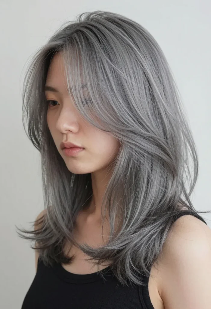 Textured Lob for Gray Hair Textured Lob for Gray Hair