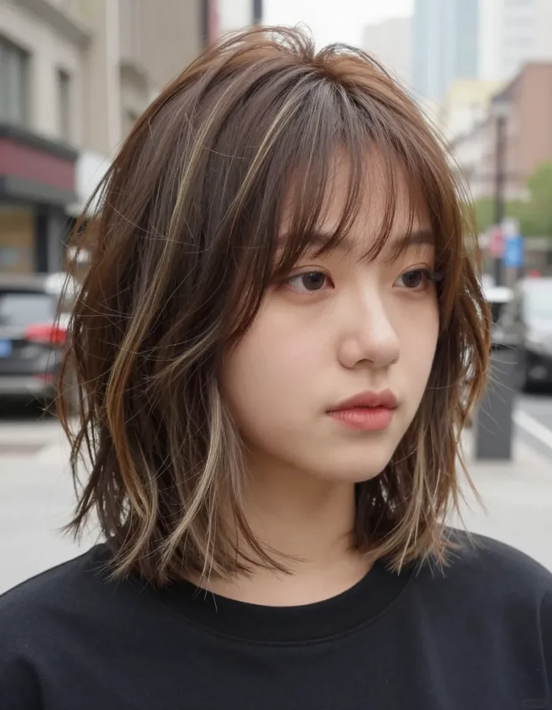 Tousled Bob with Money Piece Tousled Bob with Money Piece