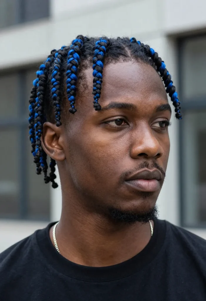 Twists with Blue Highlights and a Line Up Twists with Blue Highlights and a Line Up