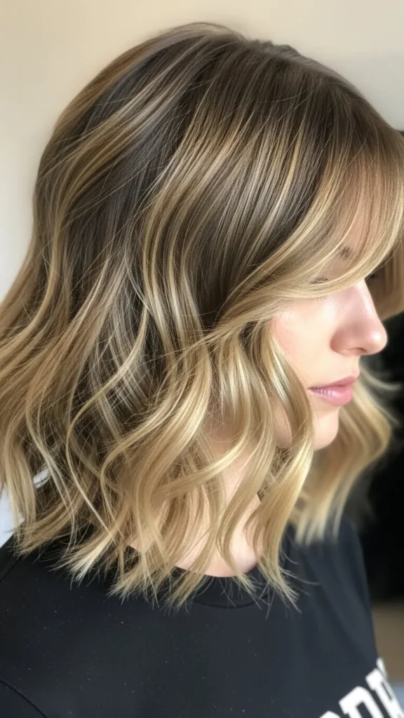 Wavy Lob with Side Bangs Wavy Lob with Side Bangs