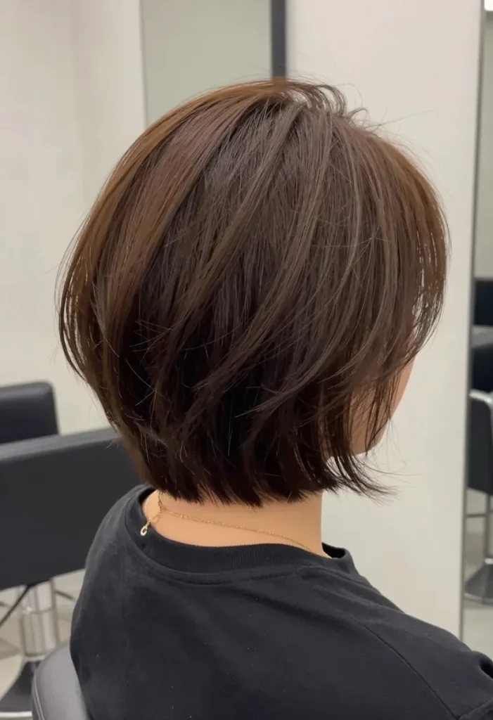 Wavy Pixie Bob with Layered Bangs Wavy Pixie Bob with Layered Bangs