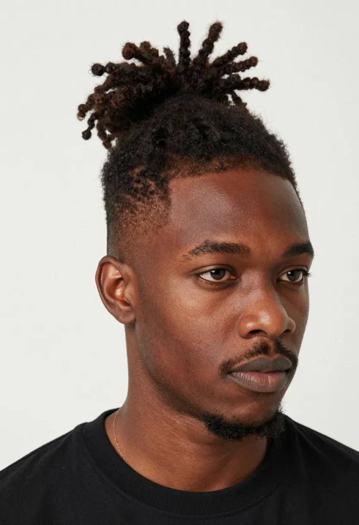 Black Man Bun with Line Up Black Man Bun with Line Up