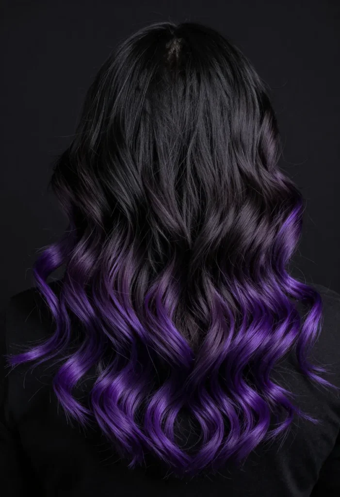 Black to Deep Violet Curls Black to Deep Violet Curls
