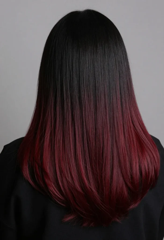 Black to Wine Red Ombre Black to Wine Red Ombre