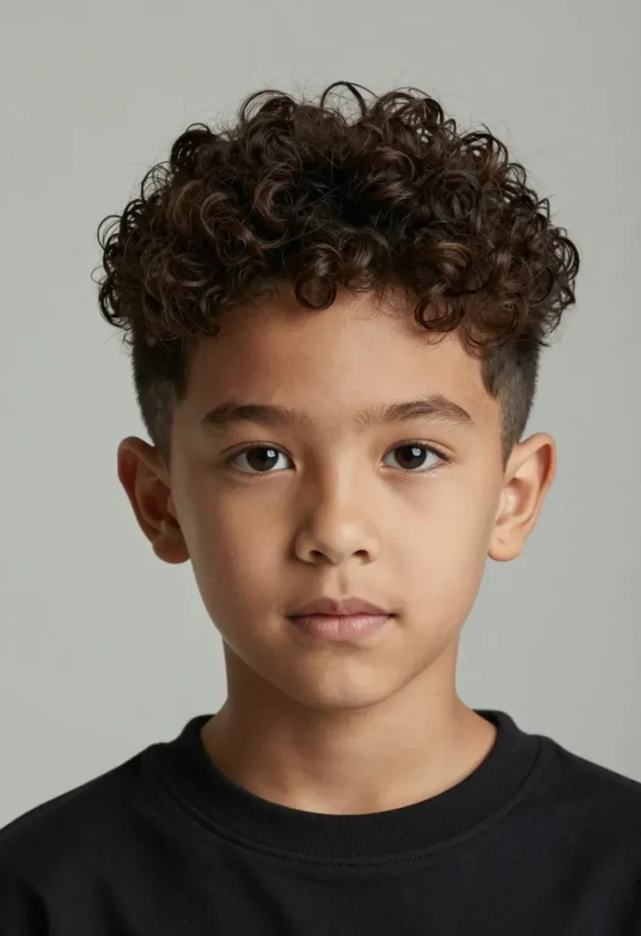 Boys Curly Fringe with Faded Sides Boys Curly Fringe with Faded Sides