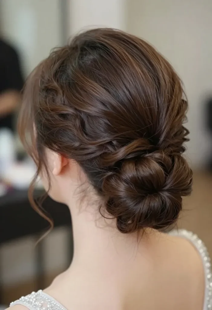Braided Bun with Face Framing Tendrils Braided Bun with Face Framing Tendrils