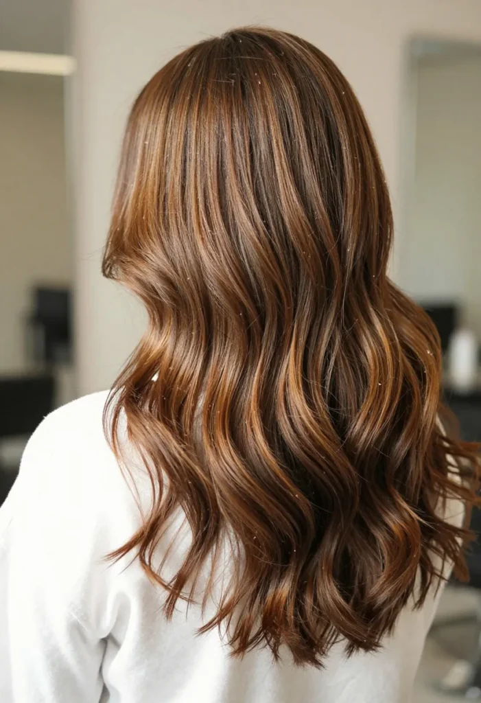 Caramel Babylights on Brunette Hair Caramel Babylights on Brunette Hair