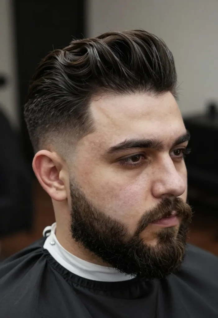 Classic Tapered Pomp with Beard Classic Tapered Pomp with Beard