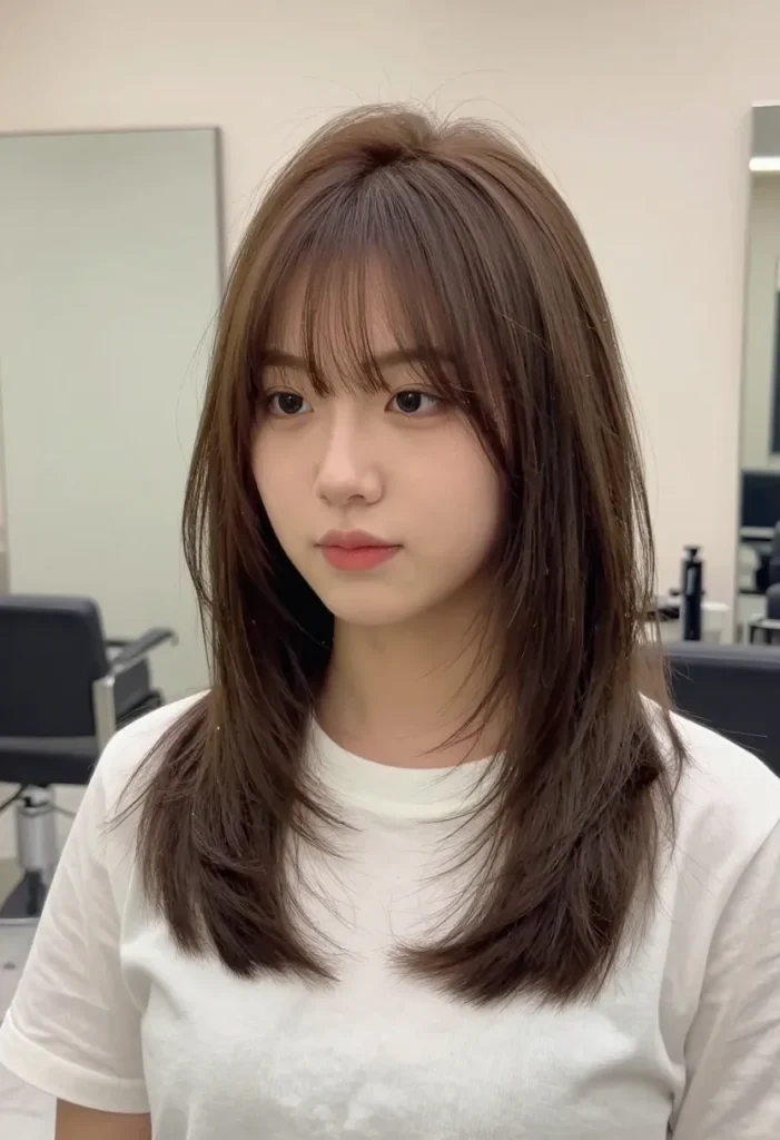 Collarbone Length Lob with A-Shape Bangs Collarbone Length Lob with A-Shape Bangs