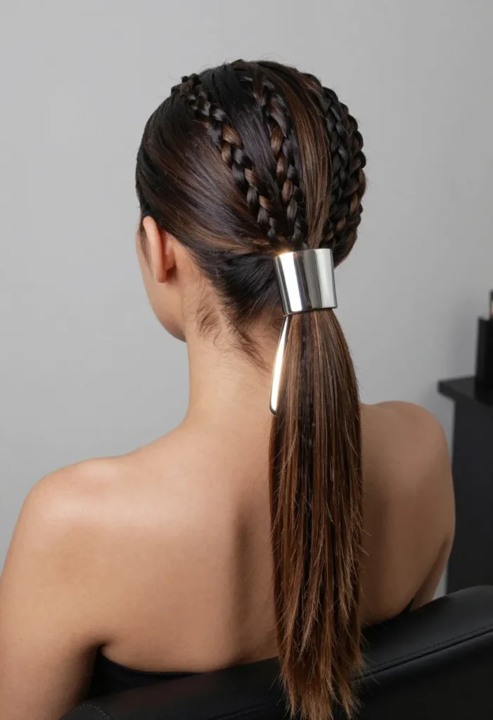 Cornrow Ponytail with Cuffs Cornrow Ponytail with Cuffs