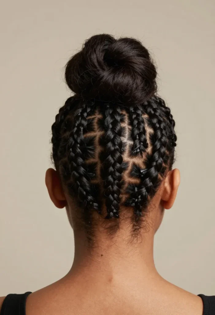Cornrows into a Large Bun Cornrows into a Large Bun