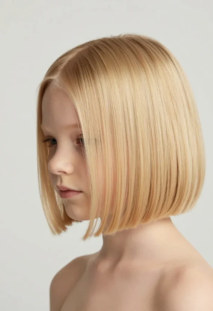 Crisp Blonde Chin-Length Bob for Girls Crisp Blonde Chin-Length Bob for Girls