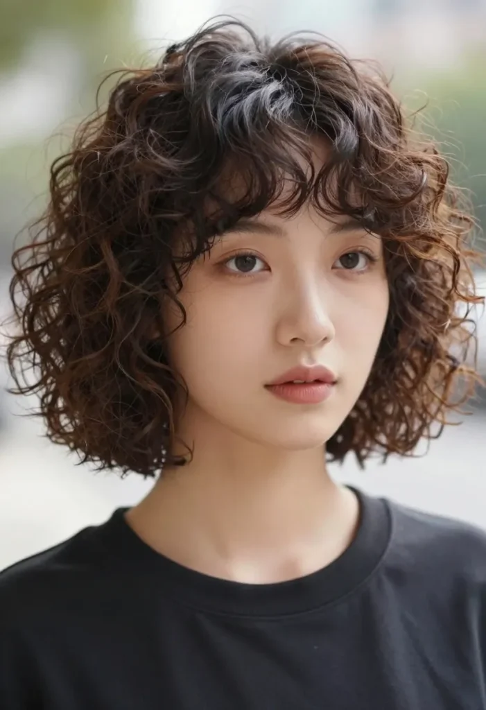 Curly Bob with Bangs Curly Bob with Bangs