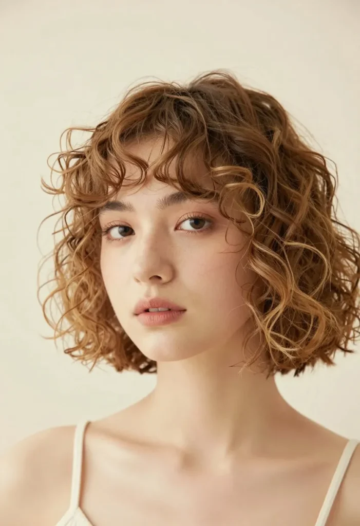 Curly Bob with Wispy Bangs Curly Bob with Wispy Bangs