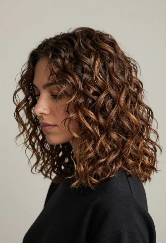 Curly Lob with Highlights Curly Lob with Highlights