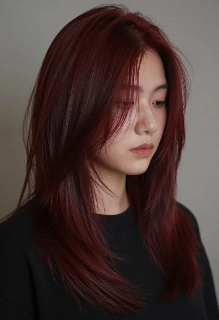 Dark Red Hair with Subtle Highlights Dark Red Hair with Subtle Highlights